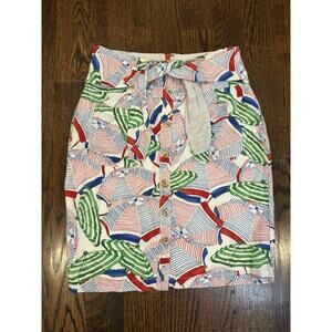 Anthropologie Conversations Beach Umbrella Shore Thing Rayon Skirt, 6P
